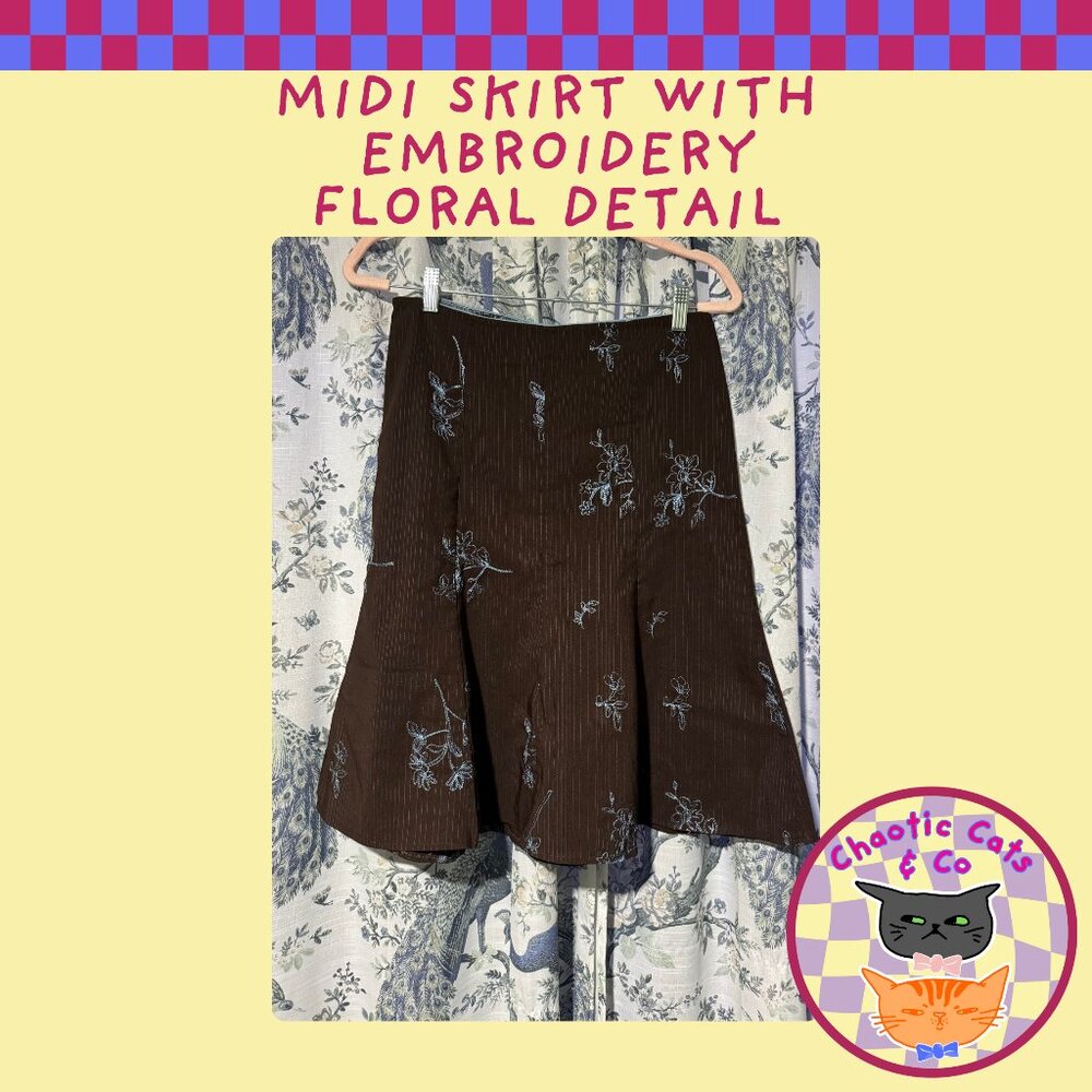 Vintage Embroidered Midi Skirt